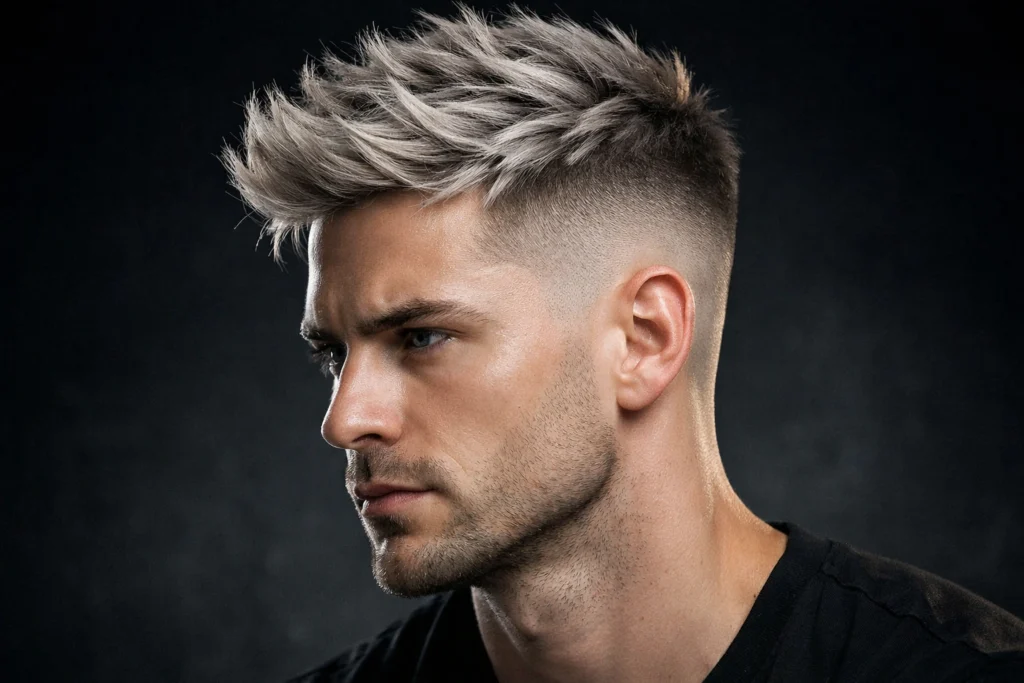 Ash Blonde Fade with Textured Top