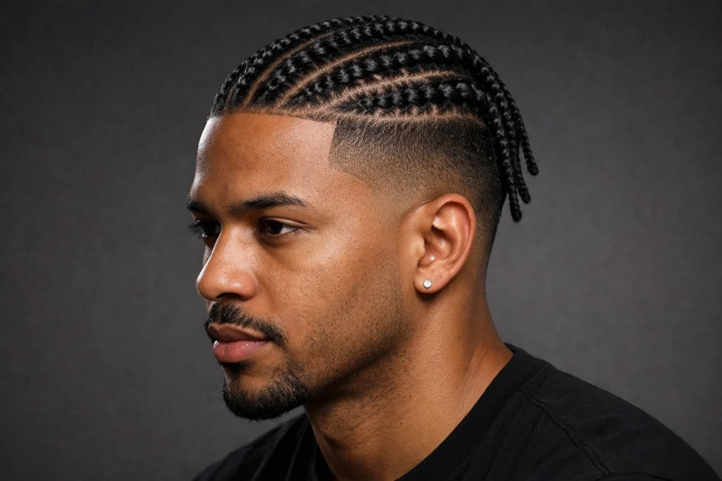 Burst Fade with Braids