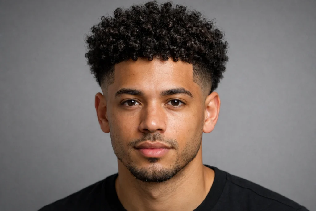 Burst Fade with Curly Hair