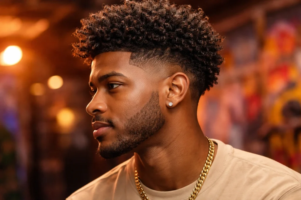 Burst Fade with Curly Top