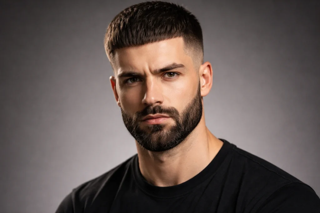 Caesar Haircut with a Beard