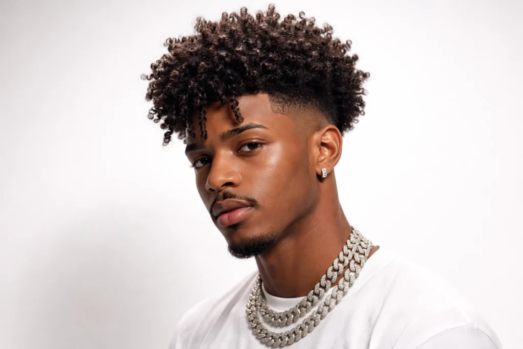 Coily Broccoli Haircut with High Taper