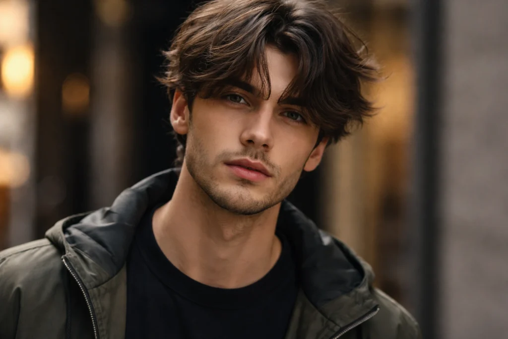 Curtain Bangs with an Off-Center Part