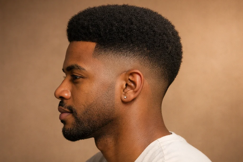 Drop Fade with Short Afro