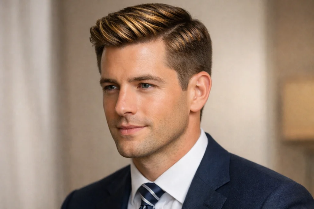 Honey Blonde Highlights for the Ivy League Cut