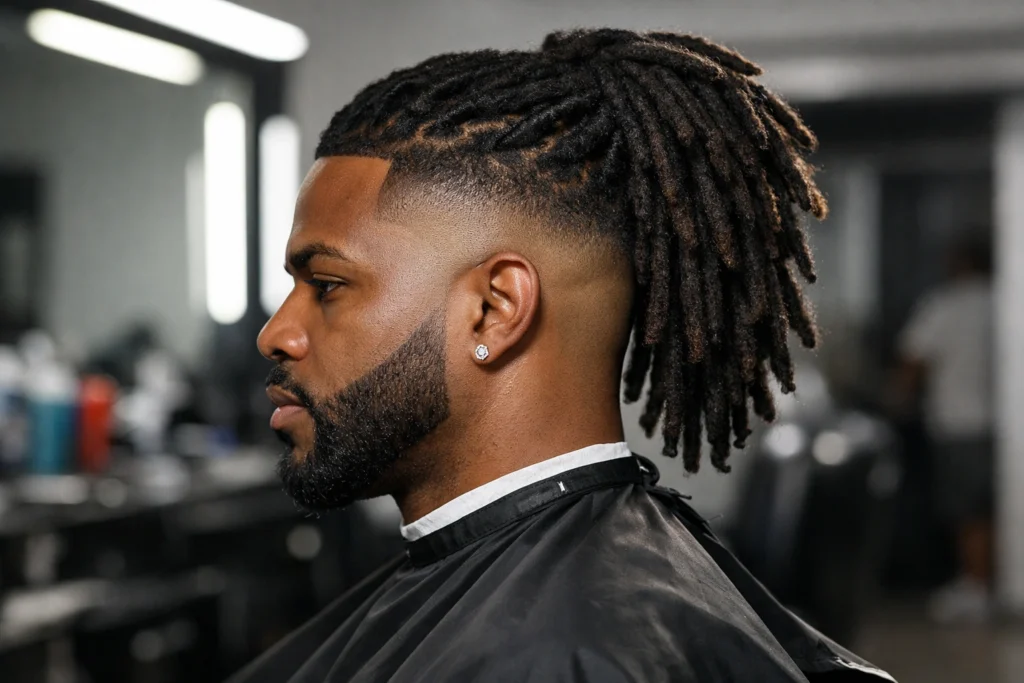 Loc Extensions with High Skin Fade