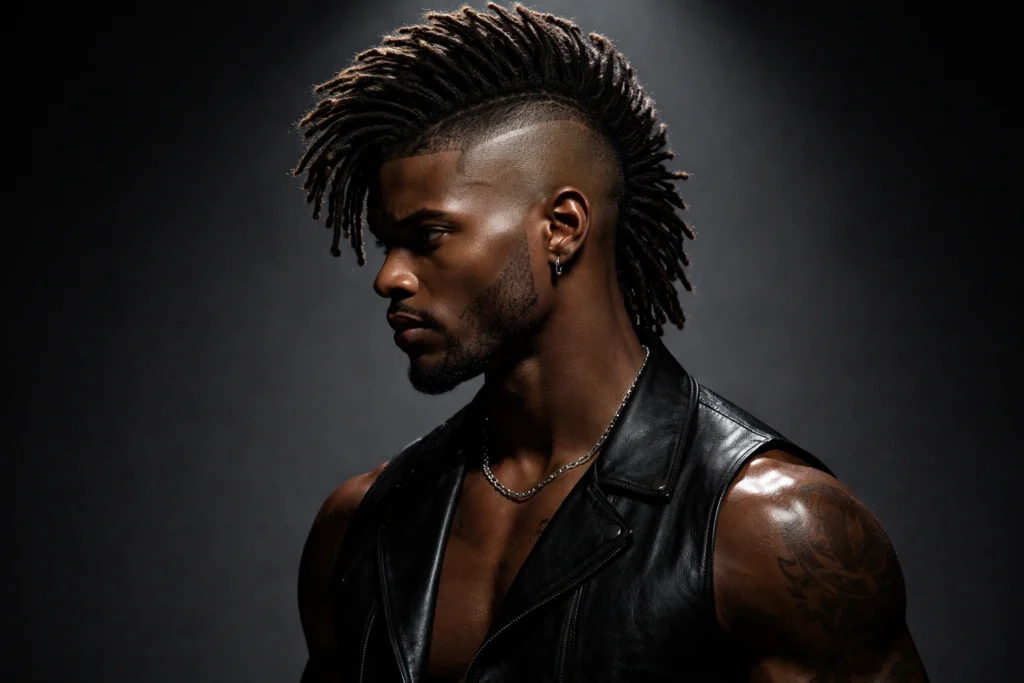 Loc Mohawk with Shaved Sides