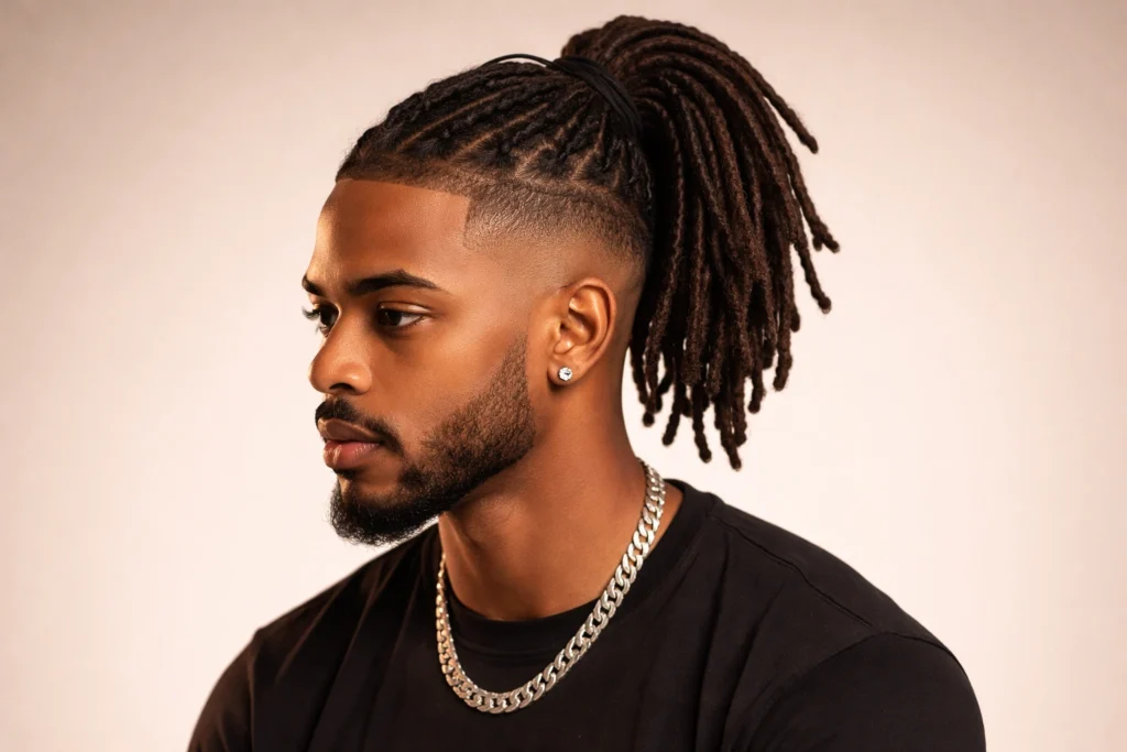 Locs Ponytail with Tapered Sides