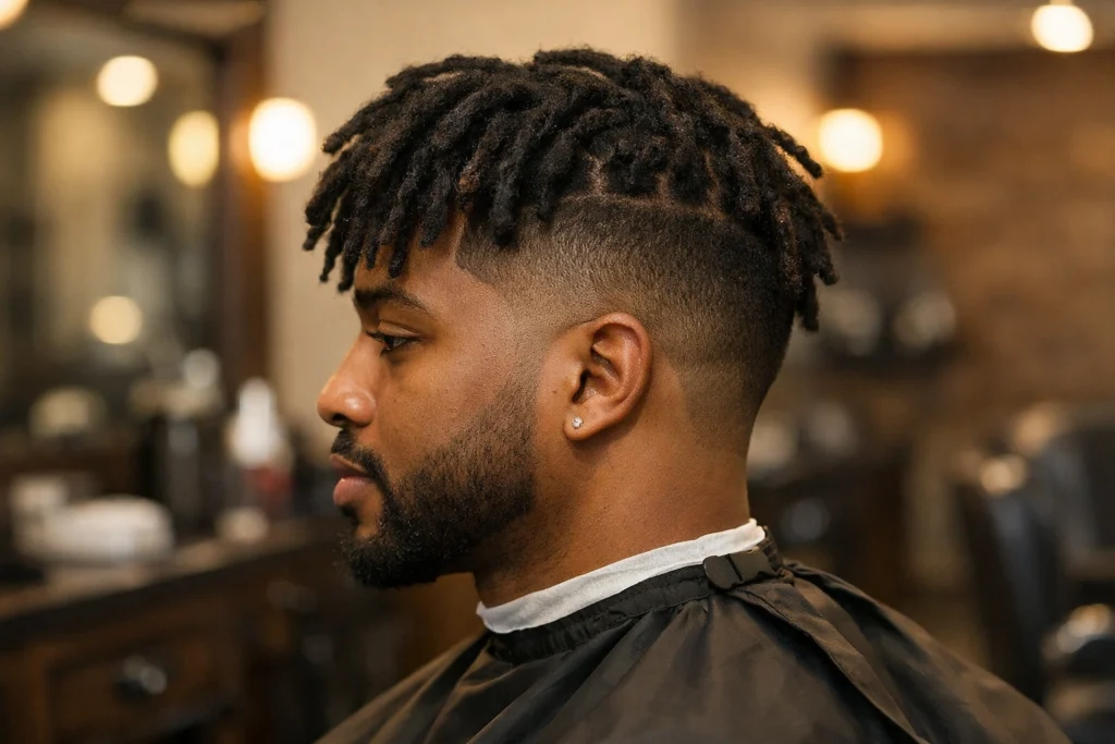 Locs with Low Drop Fade