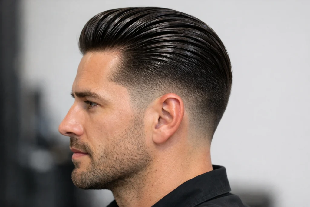 Mid Taper Fade Slick Back
