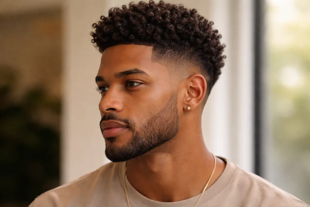 Mid Taper Fade with Curly Hair