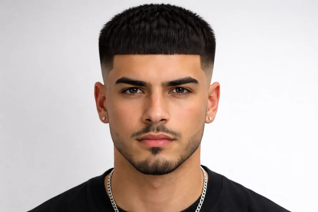 Mid Taper Fade with Edgar Cut