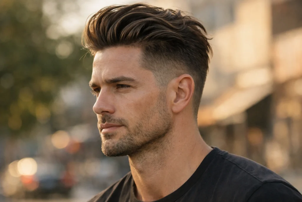 Mid Taper Fade with Long Hair on Top