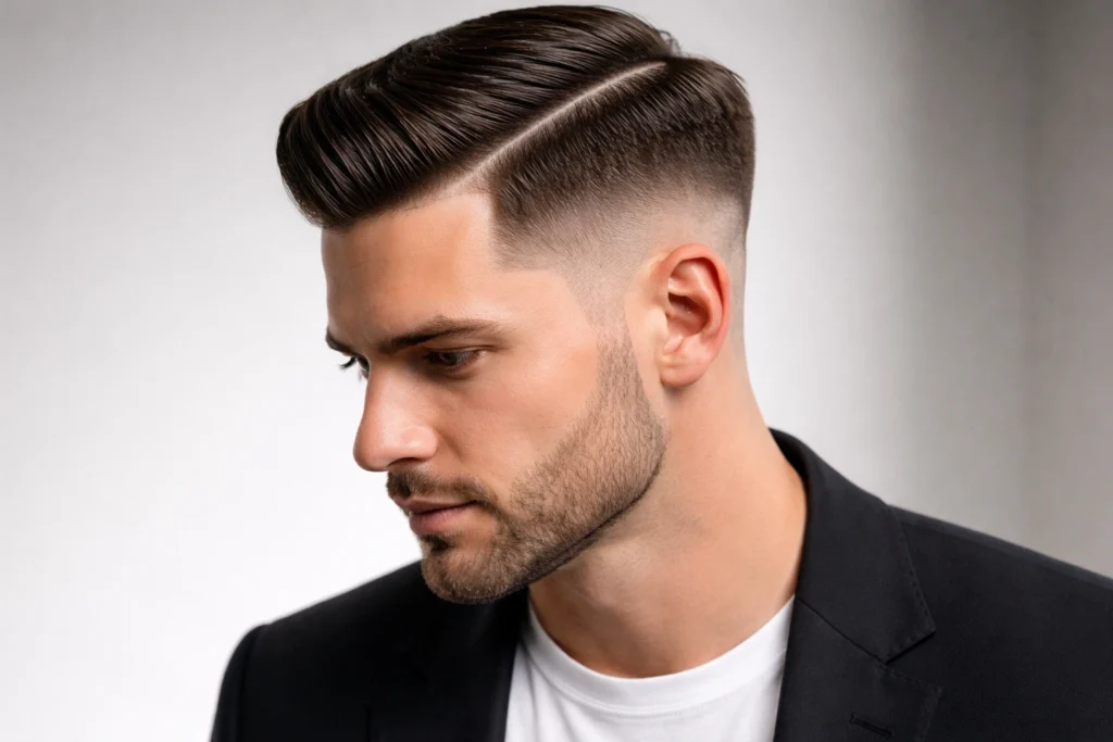 Mid Taper Fade with Side Part