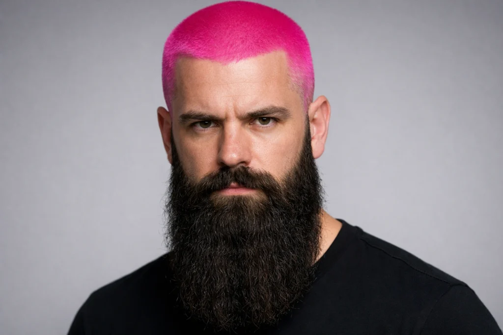 Pink Buzz with Long Beard Contrast