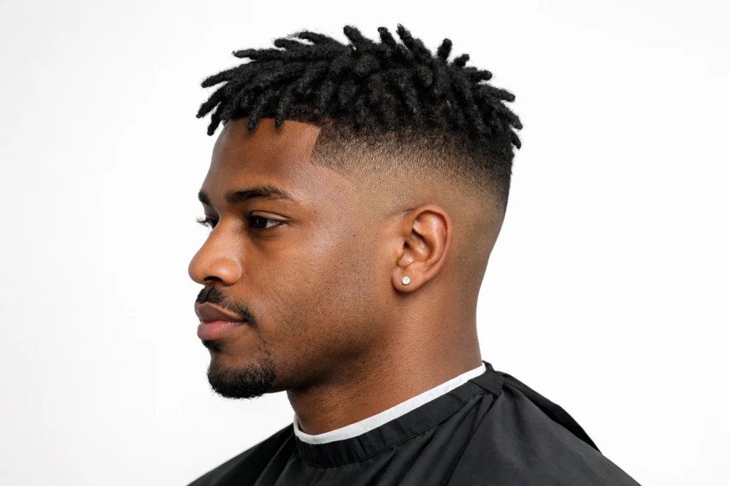 Short Starter Locs with Skin Fade