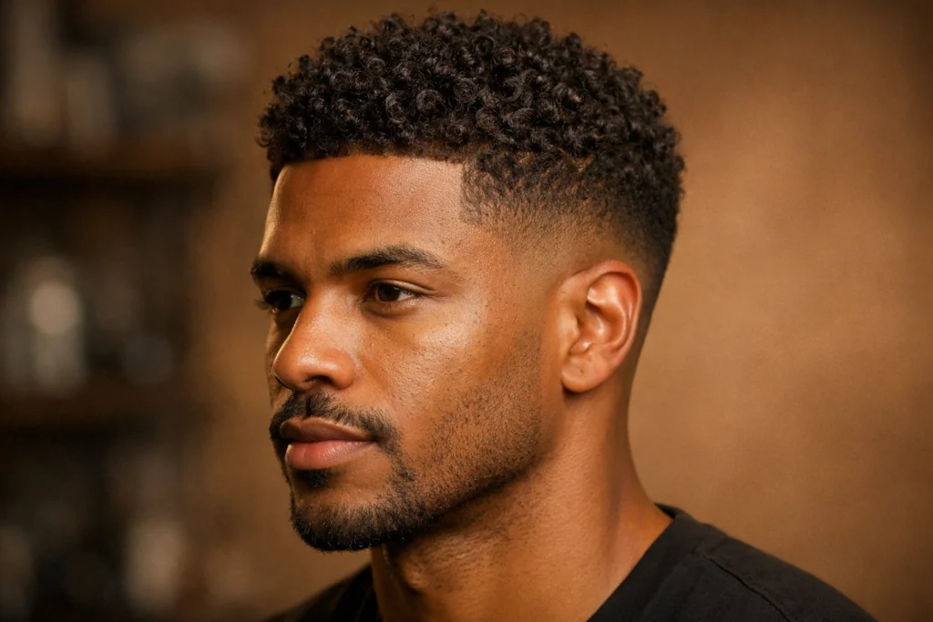 Short Textured Curls with Taper