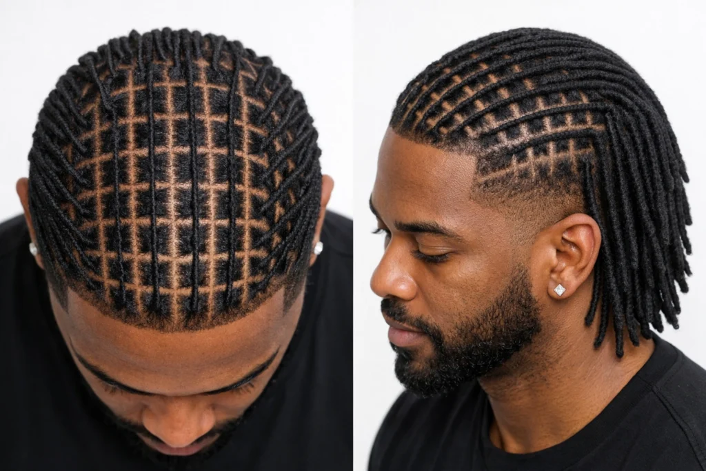 Sister Locs with Defined Parting