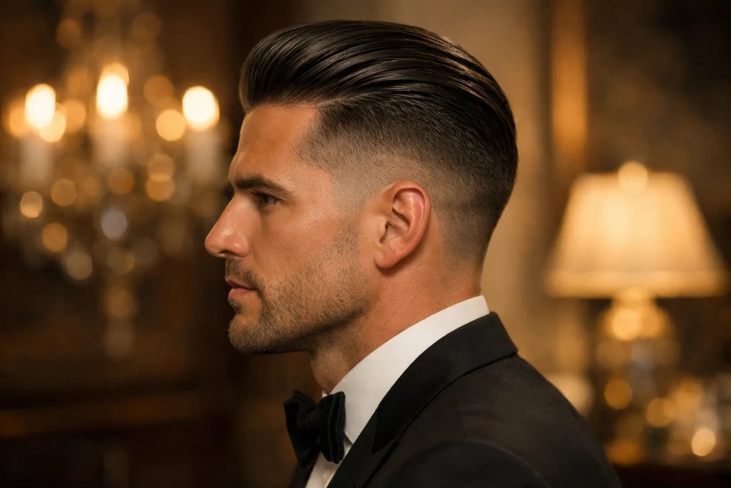 Slick Back with High Fade