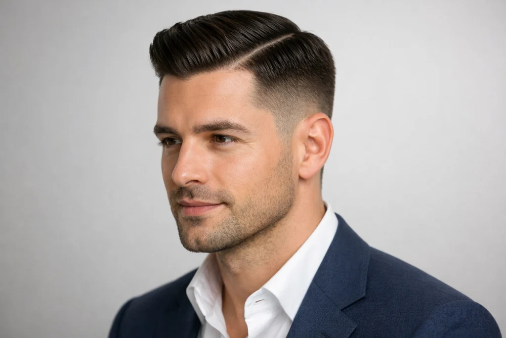 Taper Fade with Side Part