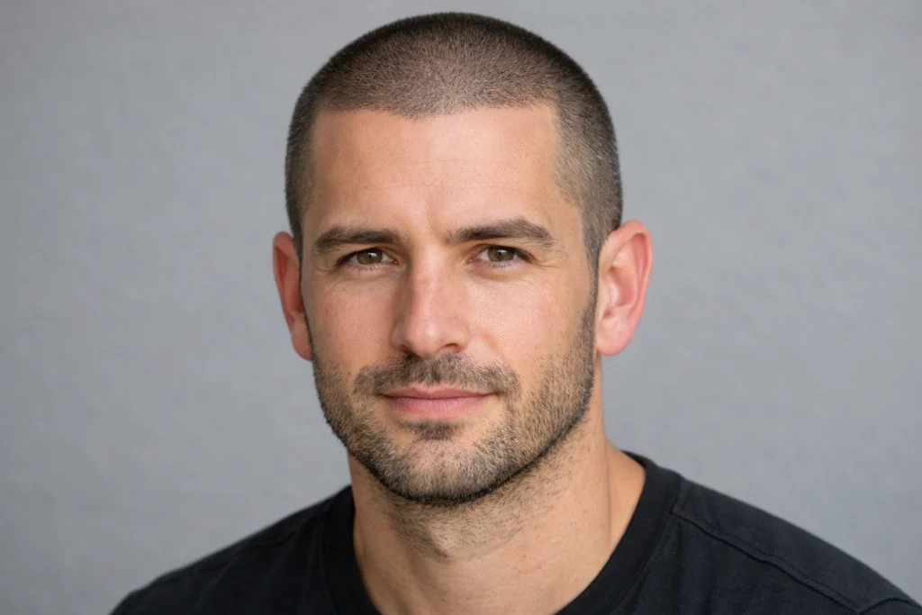 The Buzz Cut men’s hairstyles for cowlicks