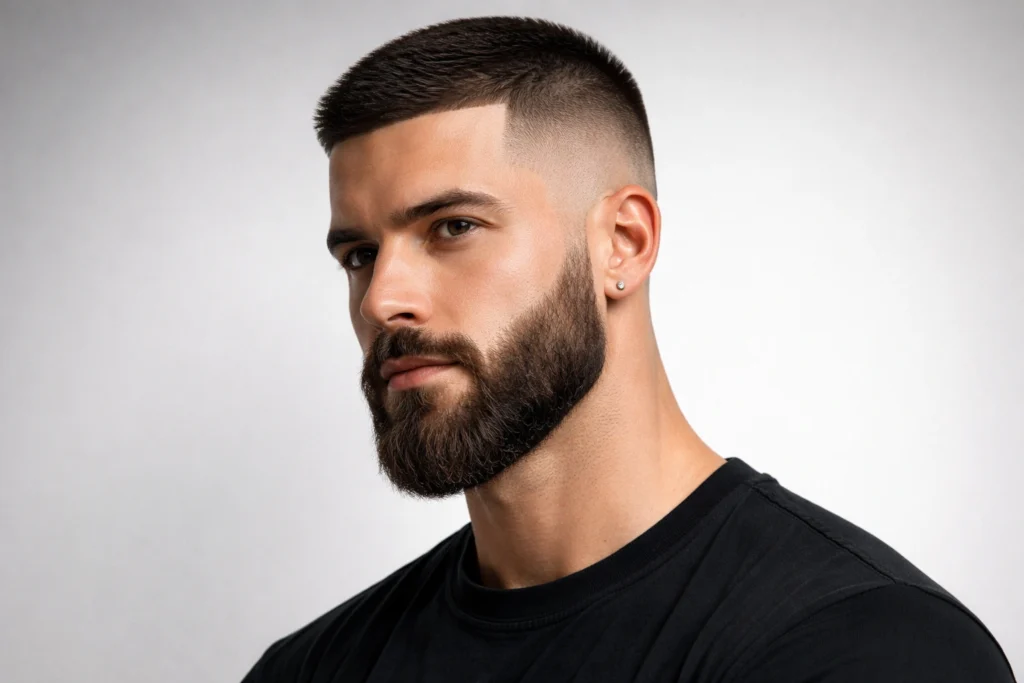 The Buzz Cut Fade With Full Beard
