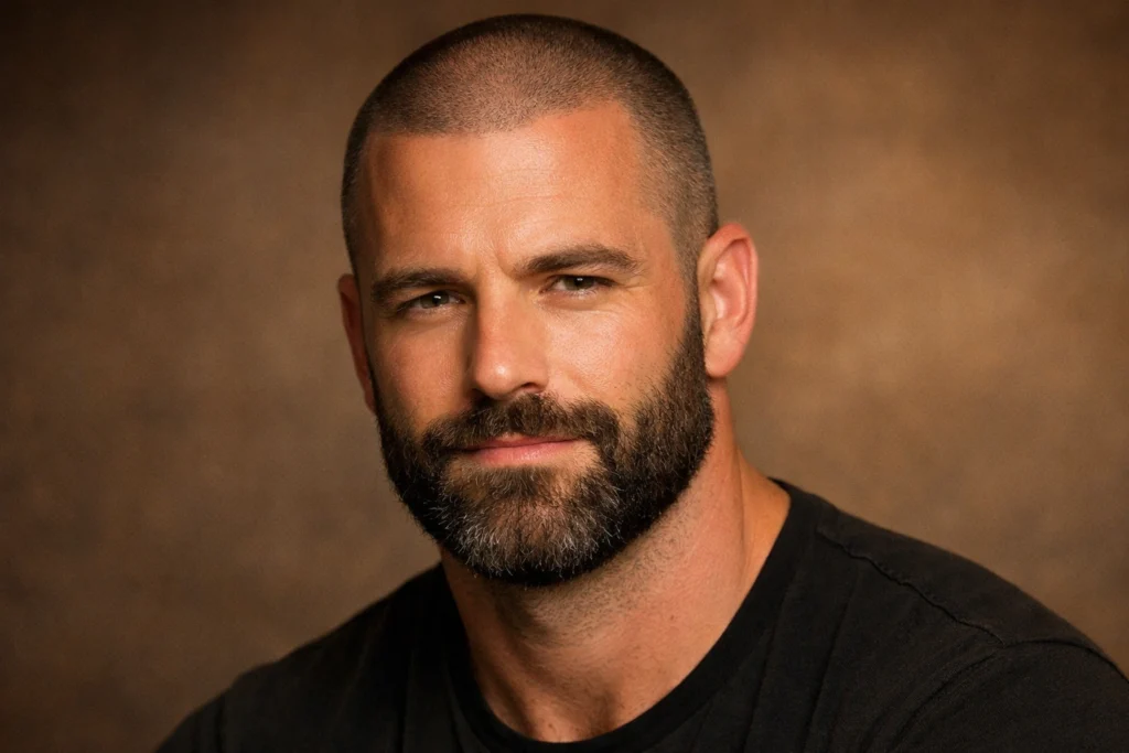 The Buzz Cut With Beard for Thinning Hair