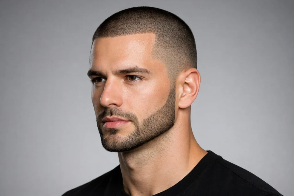 The Buzz Cut With Chinstrap Beard