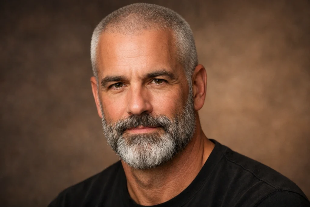 The Buzz Cut With Salt and Pepper Beard