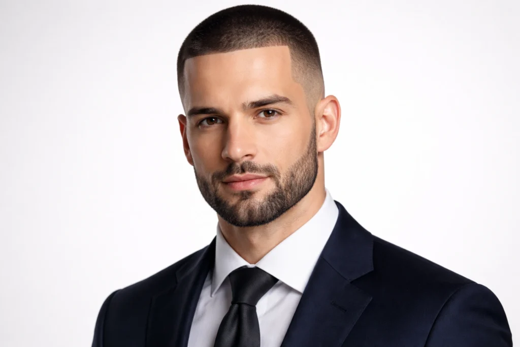 The Buzz Cut With Short Boxed Beard