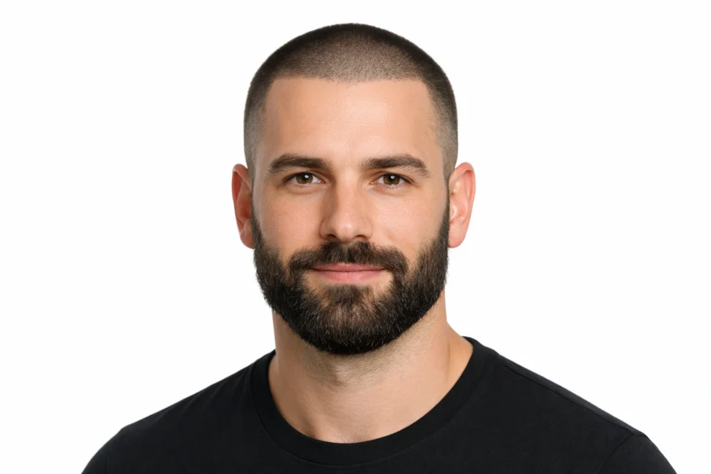 The Buzz Cut and Beard for Oval Face Shapes