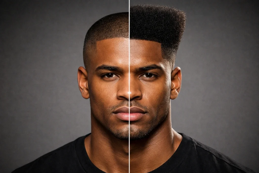 The Buzz Cut and High Top Fade