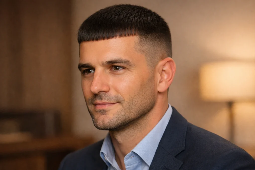 The Caesar Cut with Taper Fade