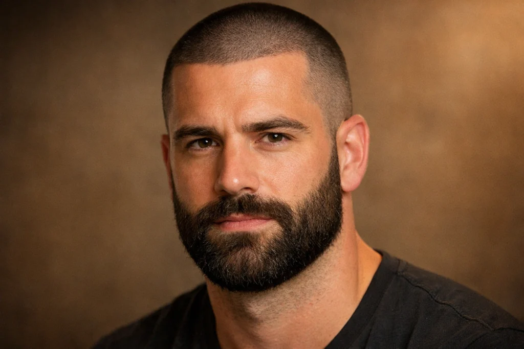 The Classic Buzz Cut With Full Beard