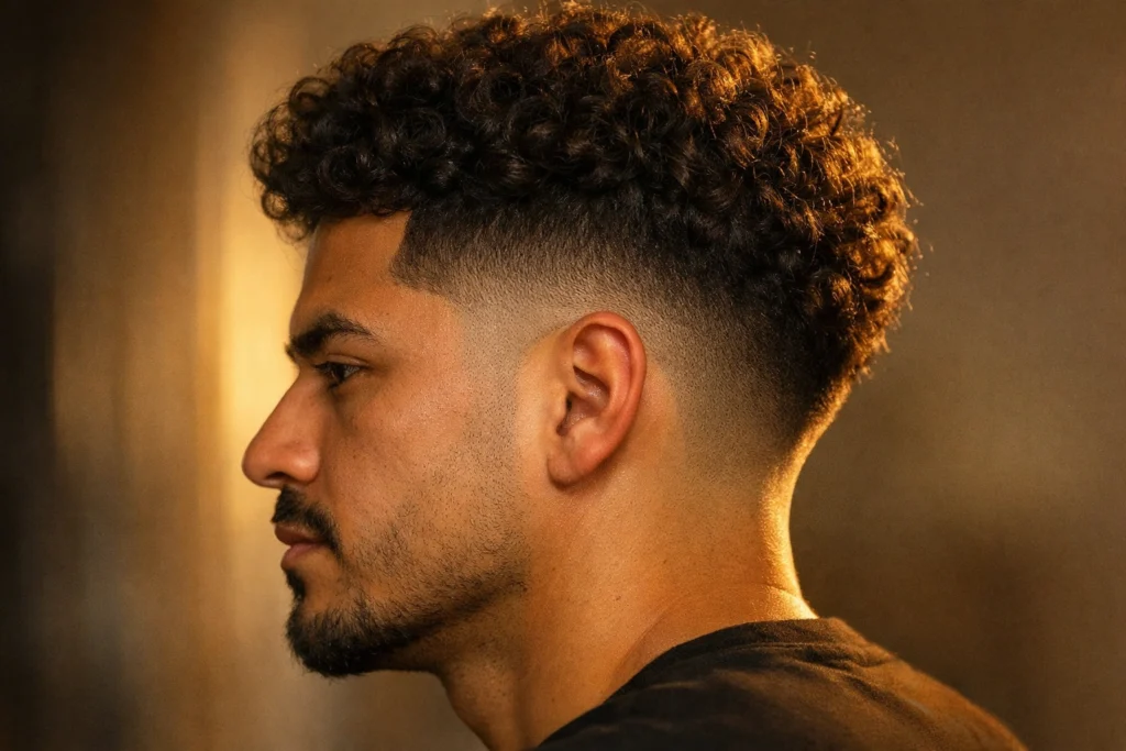 The Drop Fade with Curly Top