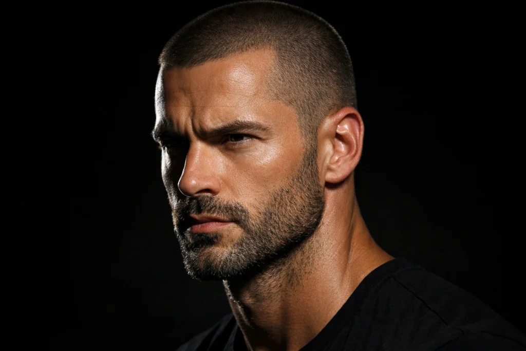 The Number One Buzz Cut With Heavy Stubble