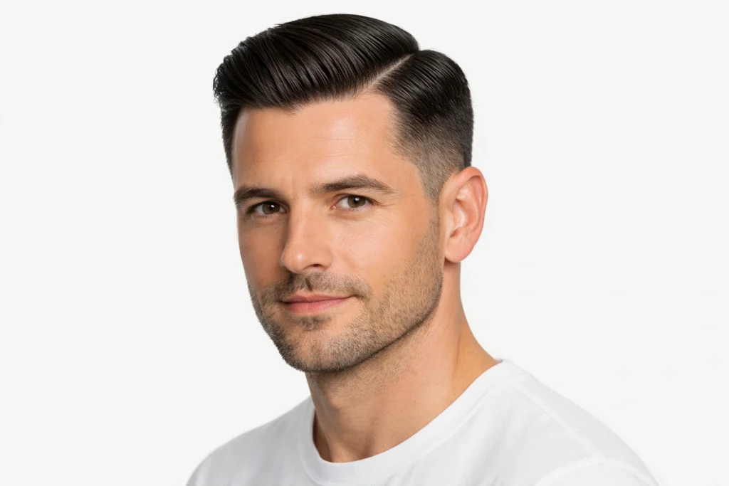 The Side Part men’s hairstyles for cowlicks