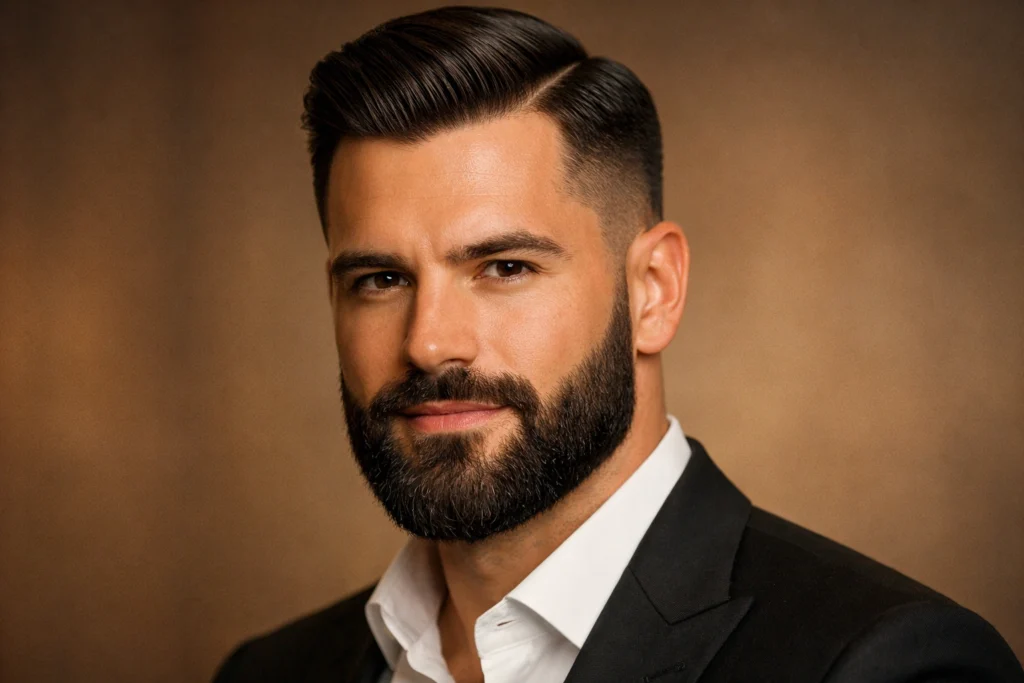 The Side Part with a Beard