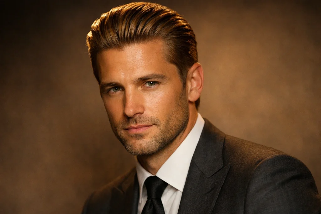 The Slick Back with Light Brown Hair