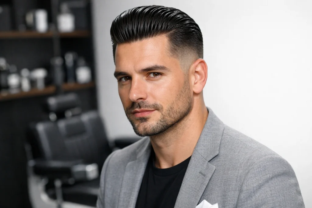 The Slick Back with Low Fade