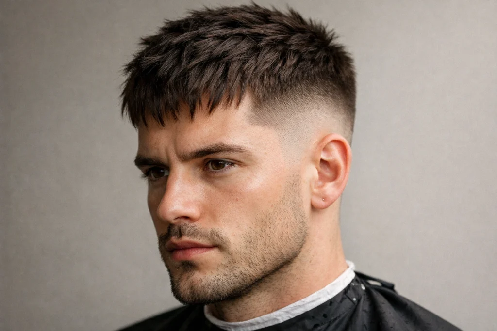 The Textured Crop men’s hairstyles for cowlicks