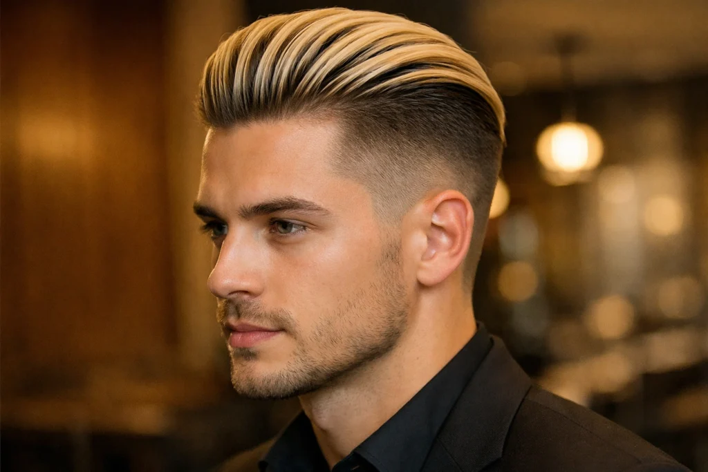 Vanilla Blonde Balayage with Slicked-Back Undercut