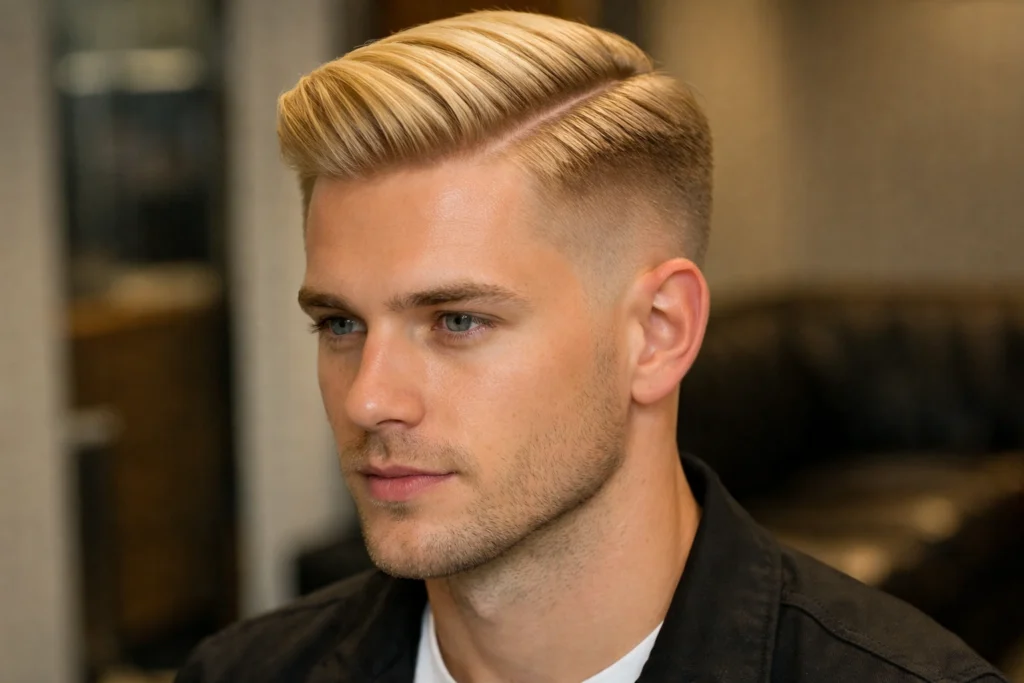 Vanilla Blonde Comb-Over Fade